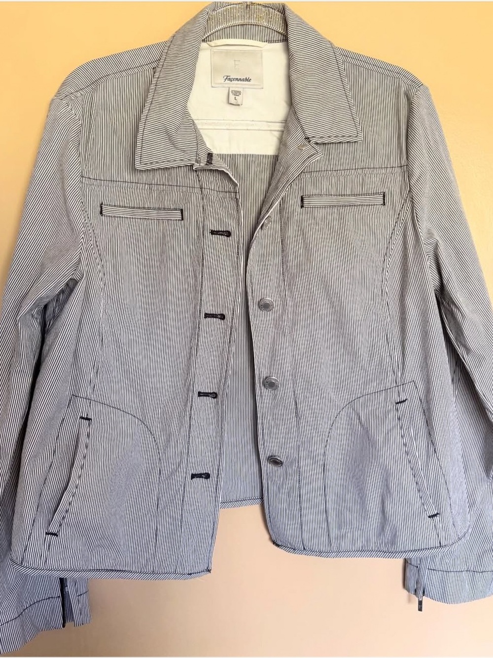 Faconnable Light Gray Pinstripe Shirt Jacket